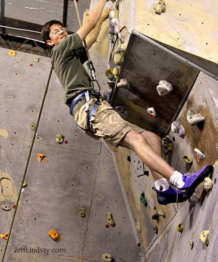 Benjamin climbing a difficult section at Appleton's Vertical Stronghold, Aug. 2004.