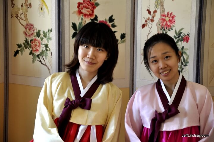 Two Korean girls at a palace in Korea.