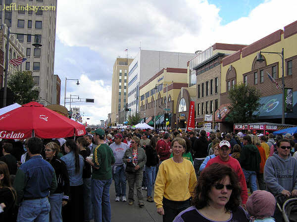 A crowd of people at Appleton's famous Octoberfest celebration.