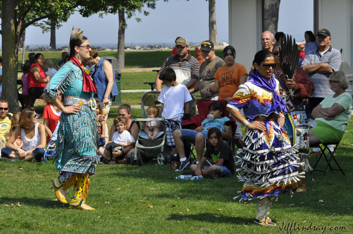 Two women dancers from the Oneida Tribe of Indians, performing at Bay Beach Park in Green Bay, Sept. 7, 2009, for a local labor union. The Oneida Indian Tribe of Wisconsin is an important part of the cultural landscape in this part of Wisconsin.
