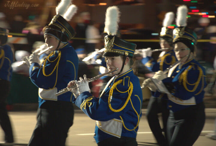 Flutist in a marching band at the Christmas Parade, Nov. 23, 2010.