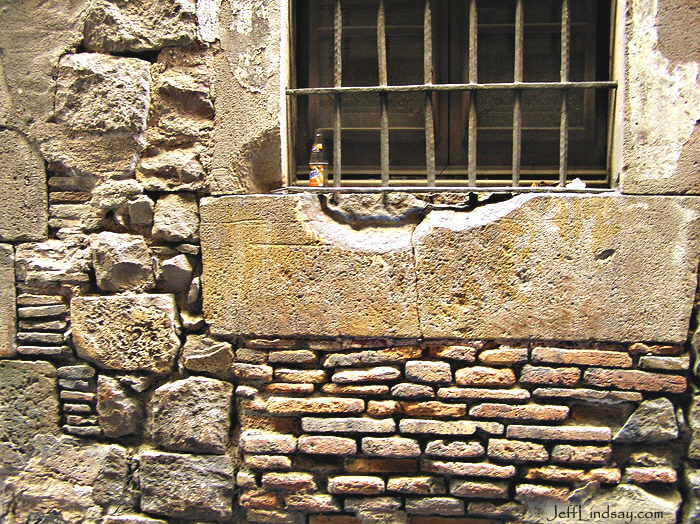 A wall and window in Barcelona, Spain, 2008.