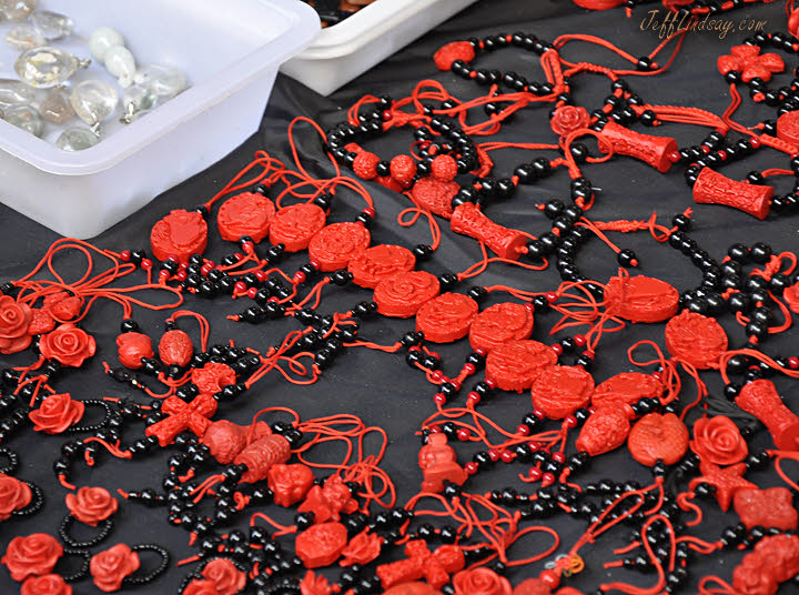 Carved charms for sale in the ancient water town of Zhujiajiao, China, 2011.