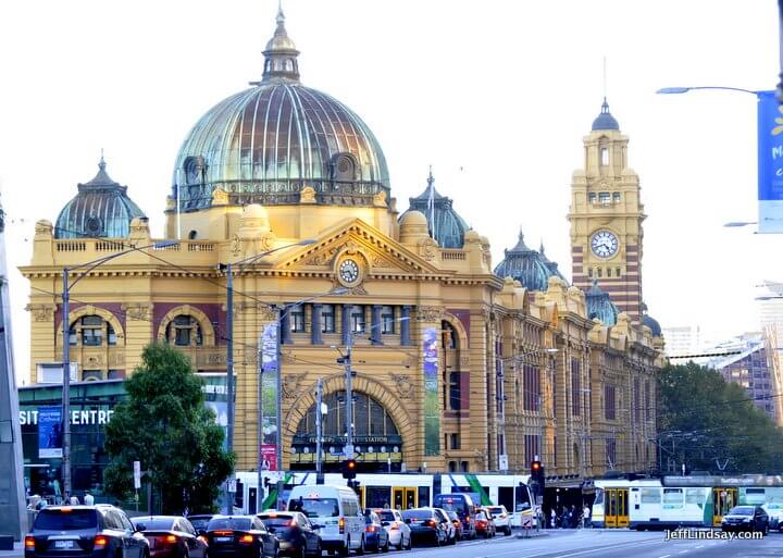 The Flinders Street Train Station, a historic and beautiful building in the heart of Melbourne. 
