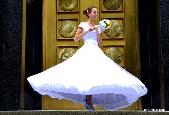 Blue shoes on a beautiful Mormon girl.