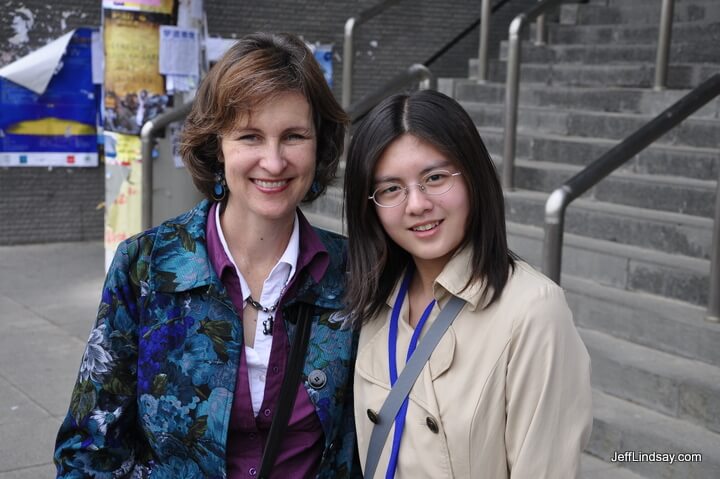 My wife and a friend at Global Volunteer Day, Nanjing University, China, 2012.