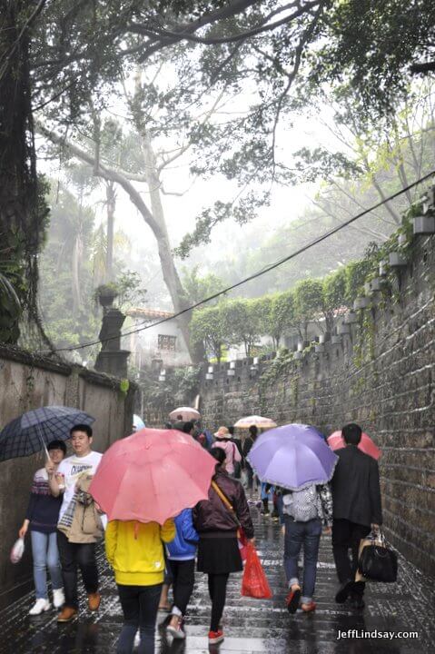 Xiamen, Fujian China, April 2013: umbrella alley