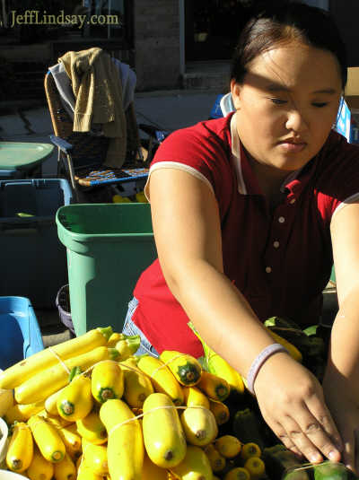 A Hmong woman at the farmers' market, Sept. 3, 2005.