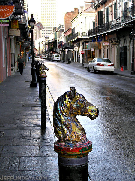 Street post in the French Quarter of New Orleans, April 2008.