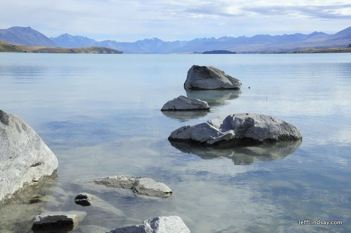 New Zealand: rocks in a lake, south island