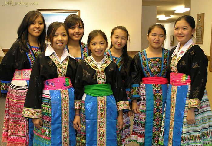 Some sweet Hmong girls at The Church of Jesus Christ of Latter-day Saints (Mormons) in Appleton after performing at a talent show. Dec. 2006.