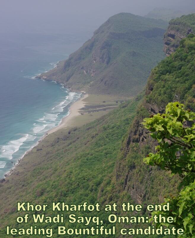 Khor Kharfot at wadi Sayq, Bountiful's leading candidate