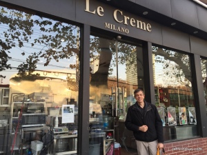 Jeff in front of the mother store of Le Creme Milano