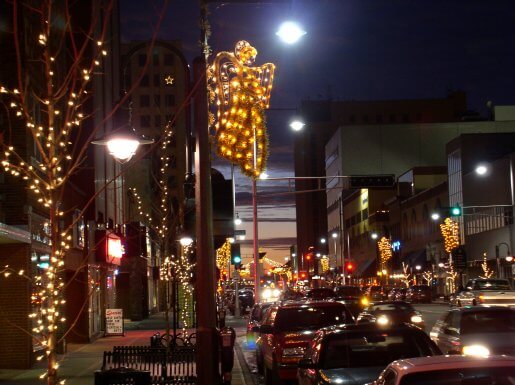 College Avenue at night in December