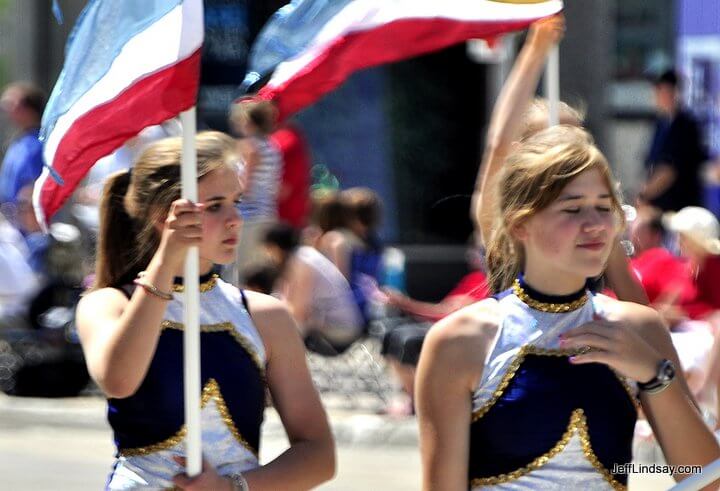 Two flag girls in a Flag Day parade, 2009.