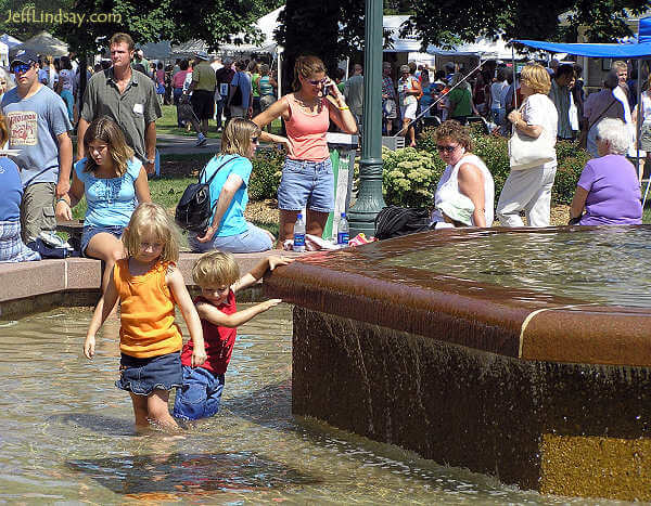 The fountain in City Park is always a draw.