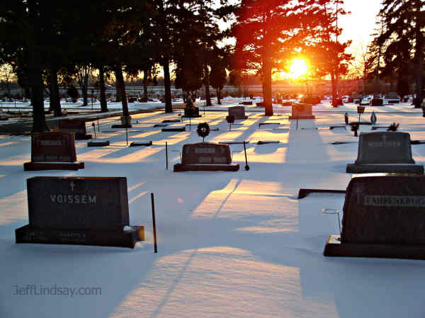 A local cemetary in winter.