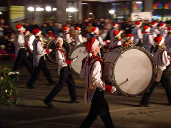 Drummers from a high school band.