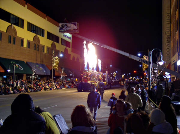 There are times when you don't want to be a cameraman suspended over a Christmas Parade.
