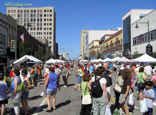 Appleton residents gather at the farmers' market, Aug. 6, 2005.