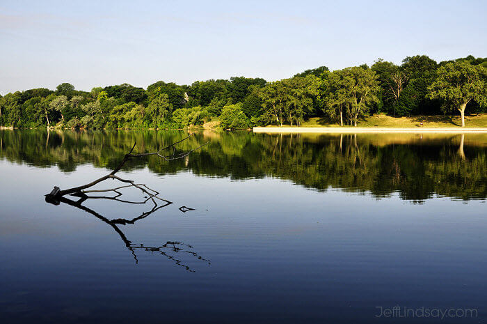 The beautiful Fox River as viewed from the shores of Telulah Park on the east side of Appleton, next to or maybe in Kimberly. 