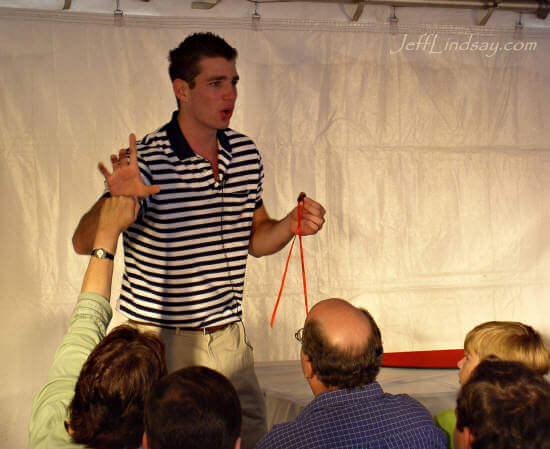 One of America's leading young magicians, Joshua Jay, wows the crowd with an effect he developed.