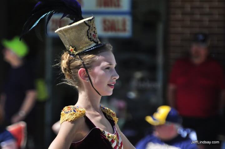 Marching girl in a Flag Day parade, 2009.