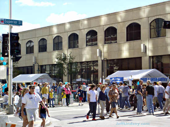 A scene in front of a bank on College Avenue.