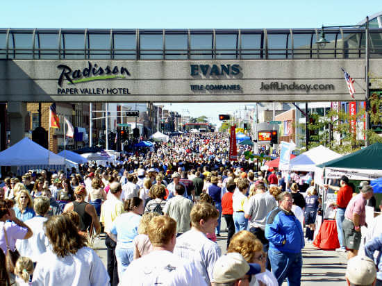 Massive crowds throng College Avenue during Octoberfest - but they are well mannered and friendly.