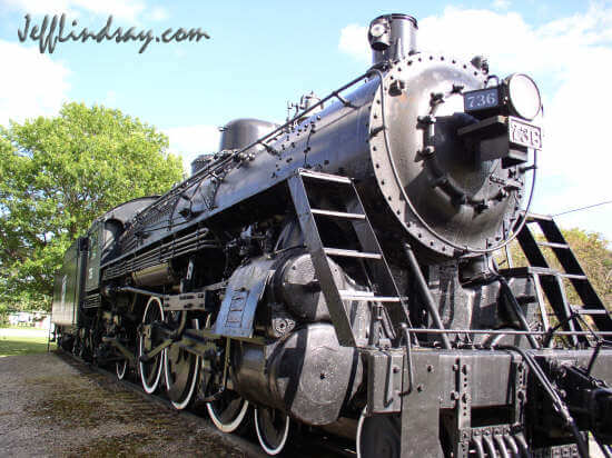 An old locomotive engine preserved at Telulah Park in Appleton.
