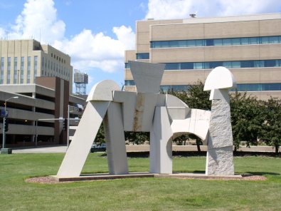 A prominent sculpture on the south side of downtown Appleton