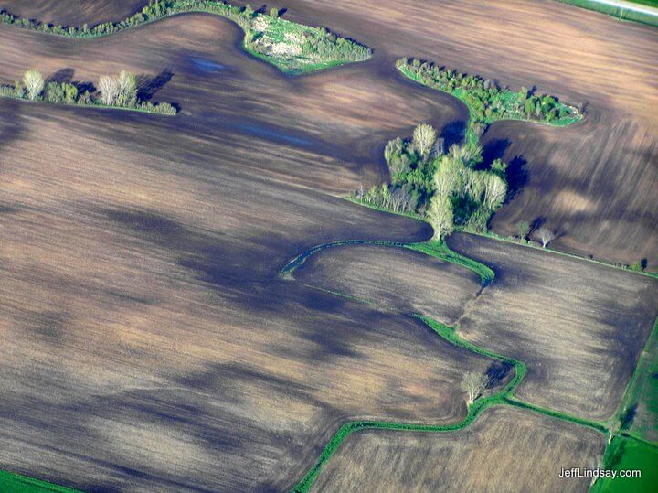 Landscape of farmland near Appleton, Wisconsn, as viewed from an airplane.