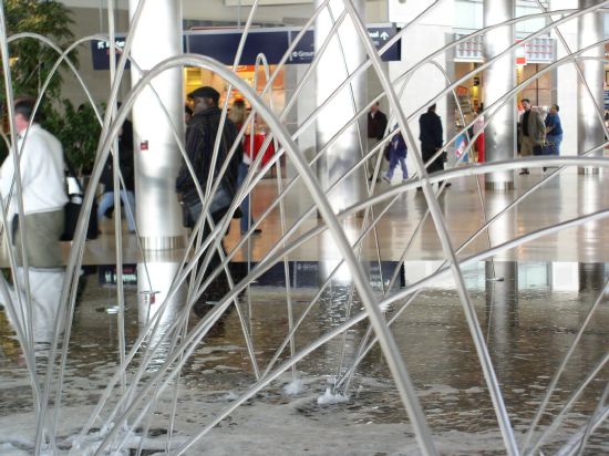 Detroit Splash: Water fountain in the Detroit International Airport. February 20, 2004.