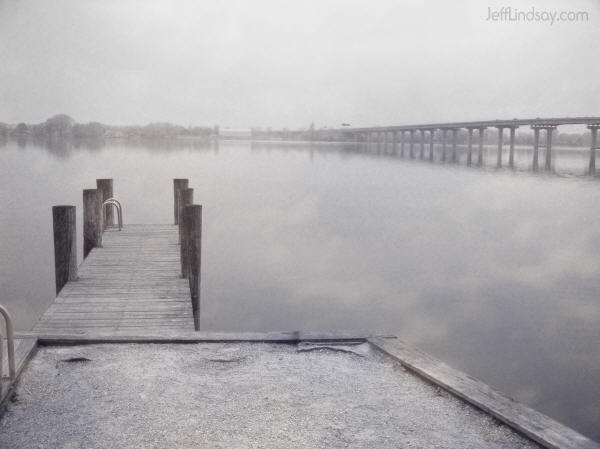 A view of the 441 bridge over Little Lake Butte des Morts near Appleton, Wisconsin, on a misty day, May 2005.