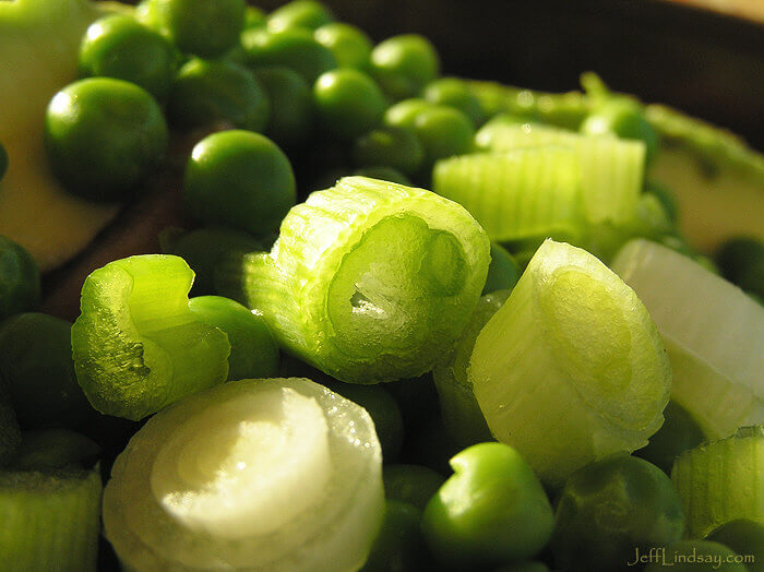 Peas and green onions in a salad my wife made, May 1, 2007.