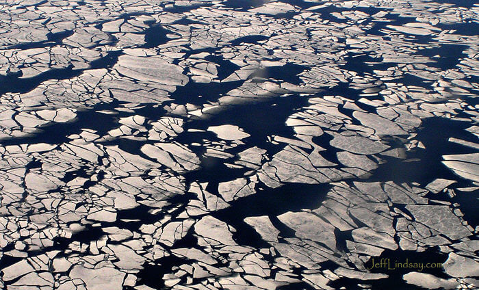 Ice in Lake Michigan as viewed from an airplane approaching Milwaukee. Jan. 16, 2009.