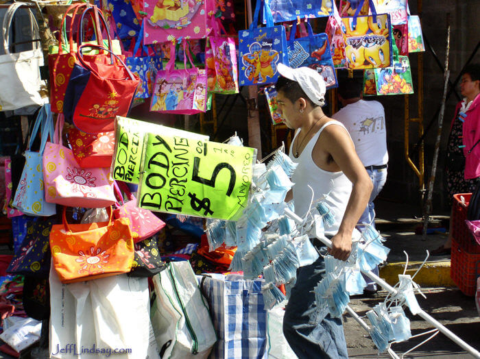 Cheap body piercing is available in downtown Mexico City.