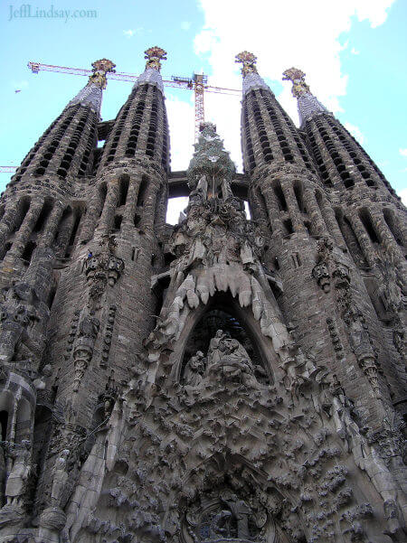 Outside view of the Sagrada Famila. 