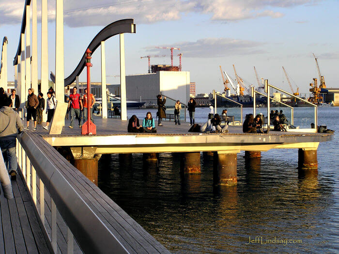 View along the marina of downtown Barcelona, near the Old City. 