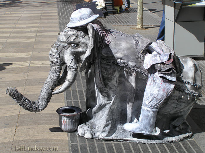 One of many street performers on Las Ramblas.