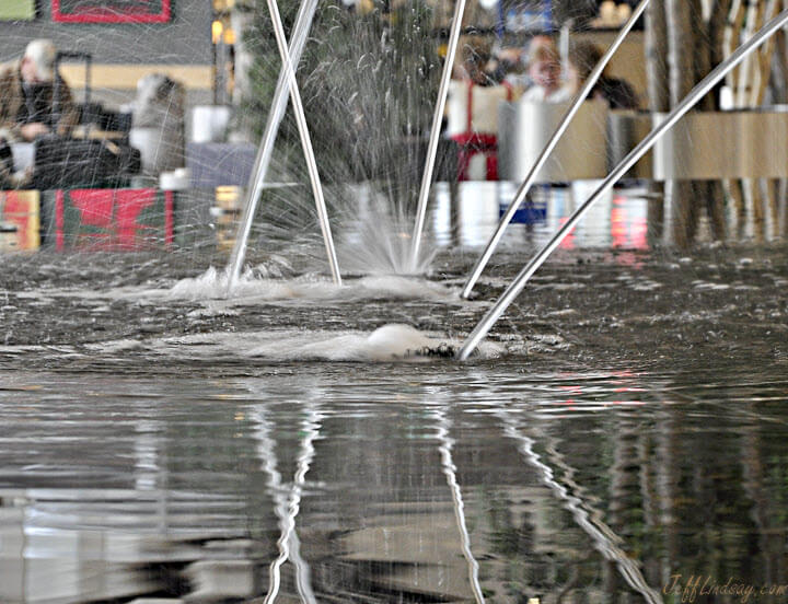 Splashing streams of water at the water fountain inside the Detroit International Airport, Oct. 2010.