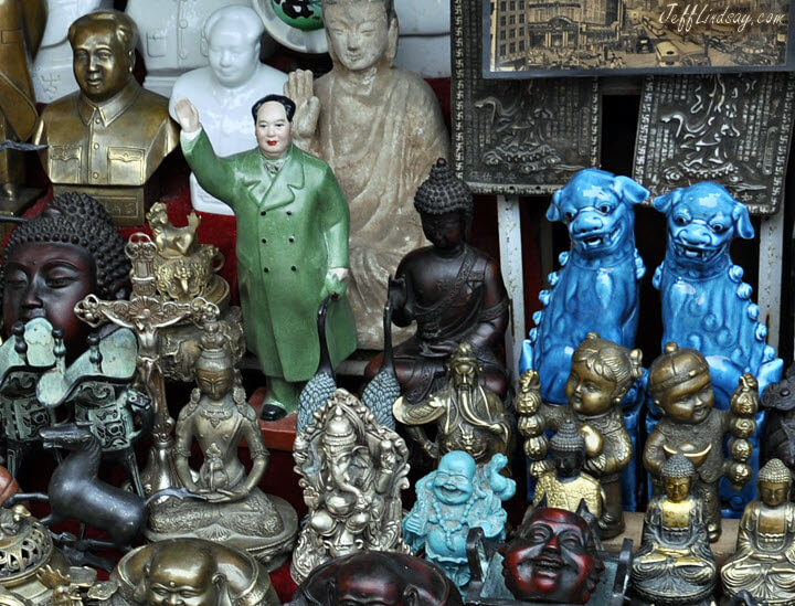 Goods being sold at a bazaar in Shanghai.