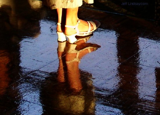 Child tapping her feet at a wedding reception, 2003.