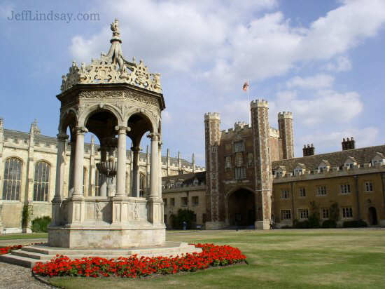 A view of the Great Court at Trinity College.