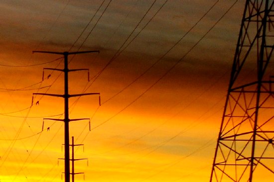 Another sunset through the power lines, Feb. 2004.