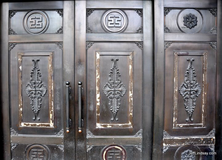 An old door near the Bund on the Puxi side of Shanghai.