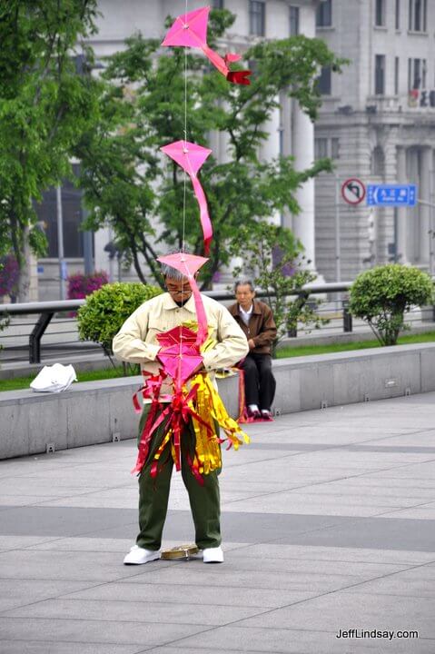 Kite flyer.at the Bund, April 2012