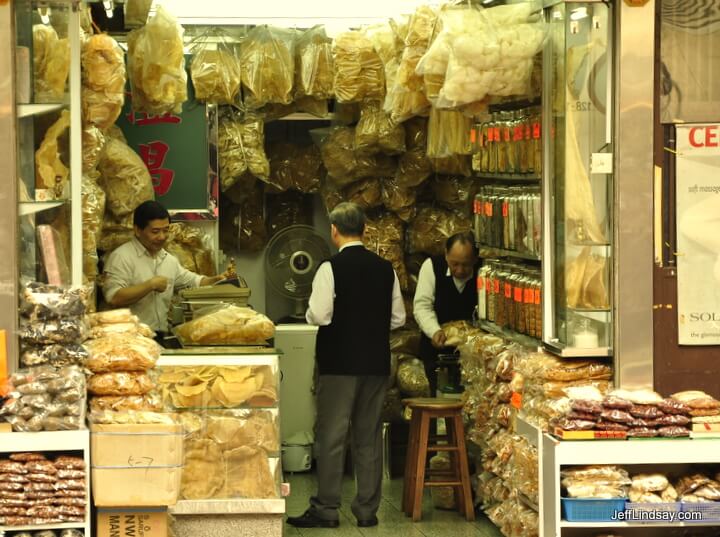 A distrubing reality in Hong Kong: a ahrk fin dealer, marketing a tiny portion of the huge sharks that are killed just to harvest their fins.