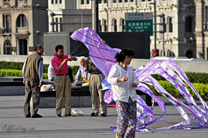 Kite flyer.at the Bund, April 2012