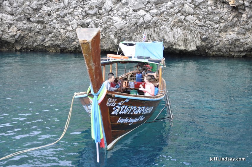 Boats like these are common and can take you to various islands in the area. We were on a large boat for divers at the time.